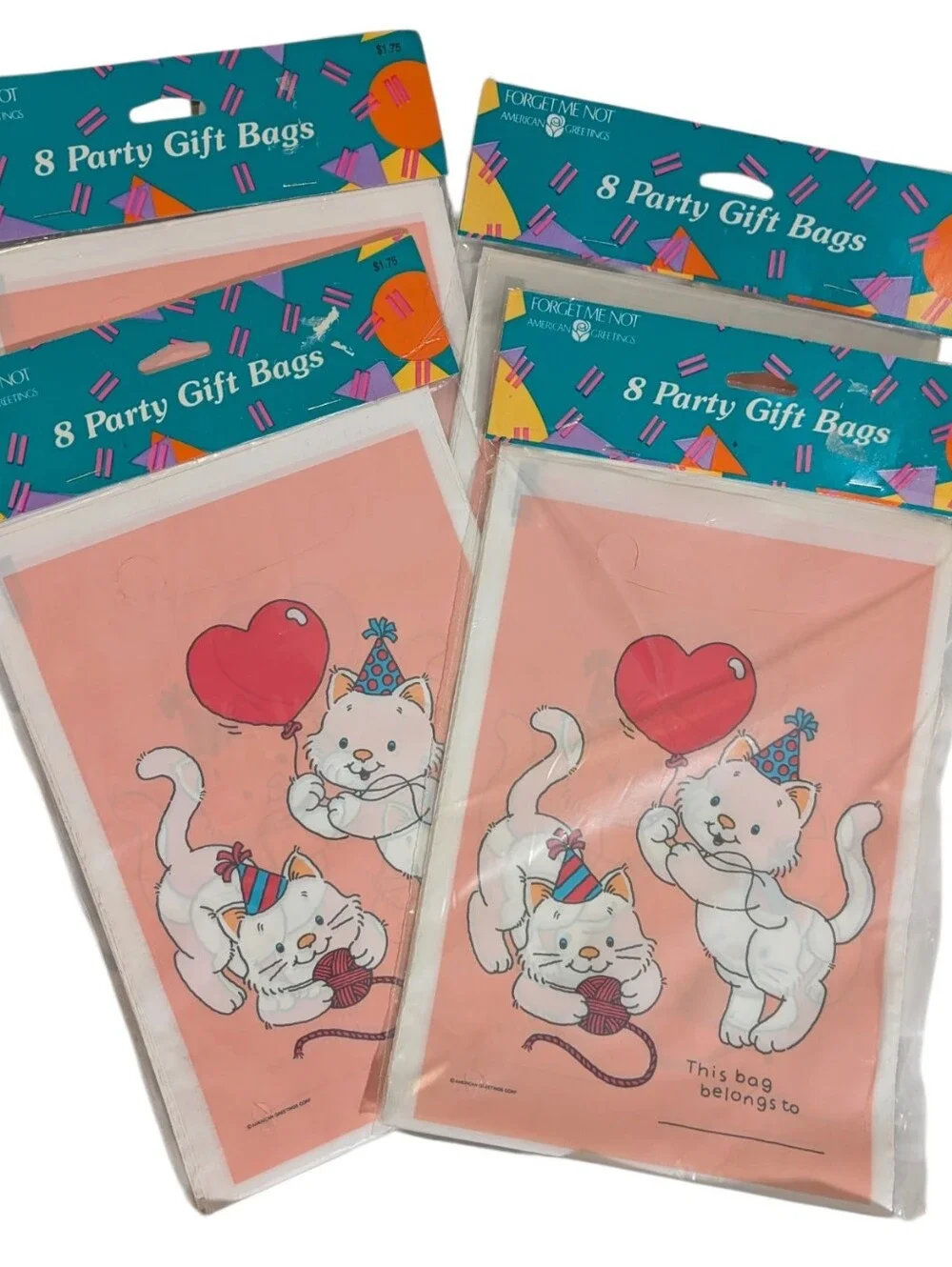 Vintage Forget Me Not American Greetings Party Gift Bags Set of 4 Packs 24 Bags